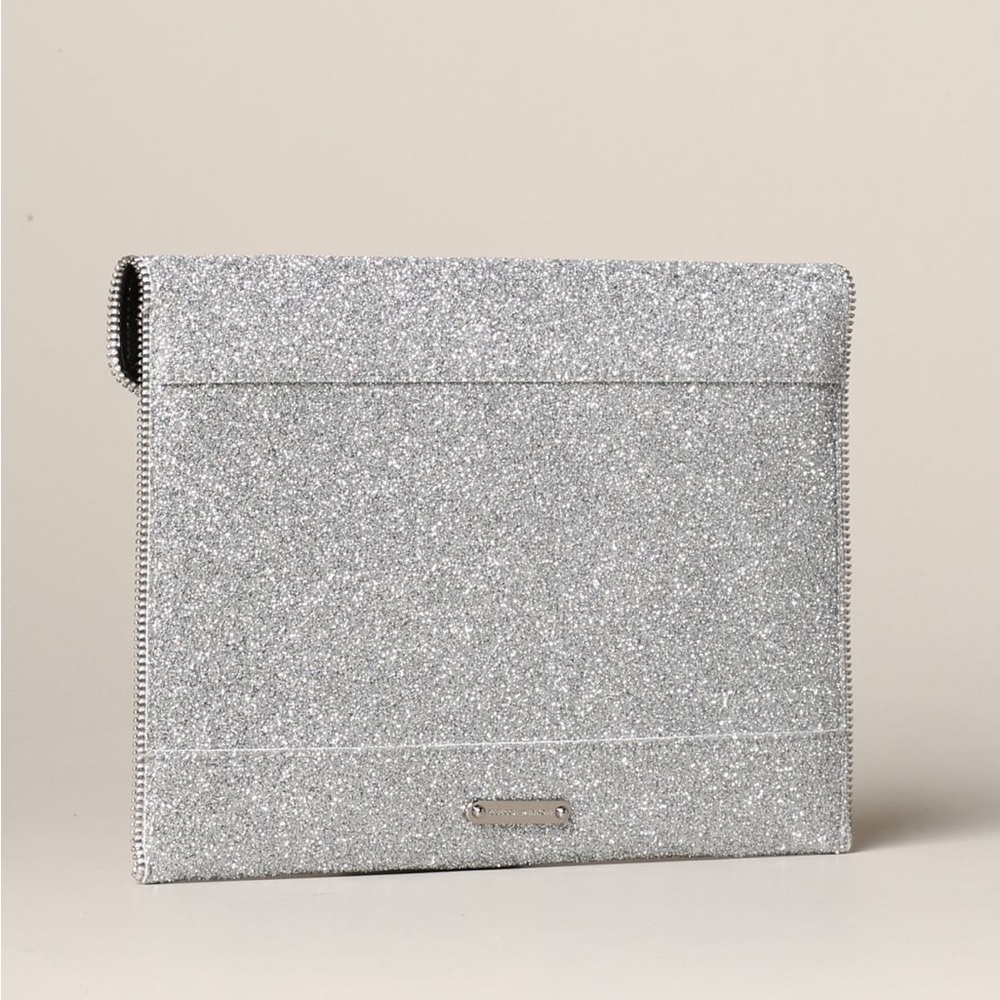 Rebecca Minkoff Silver Glitter Leo Clutch EUC - Picture 7 of 17